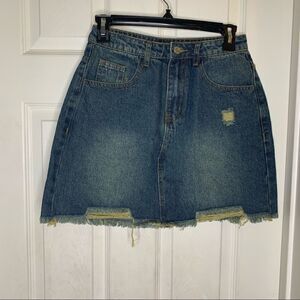 Missguided Ripped Aline Jean Skirt Raw Hem Size 4